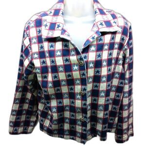 Gotcha Covered Vintage 4 Button Star Graphic Jacket 100% Cotton Chambray Women L